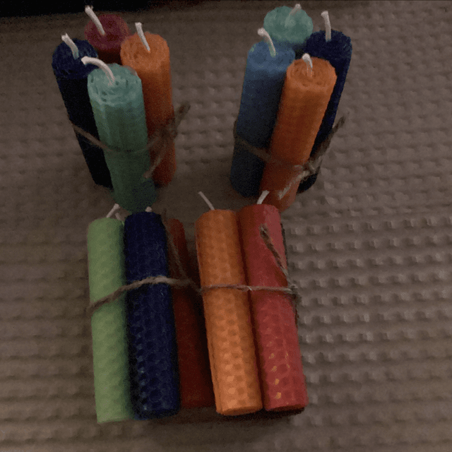 10cm coloured beeswax candles - bundle of 4