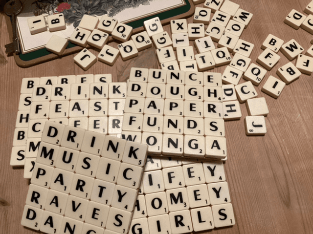 Scrabble coasters x4